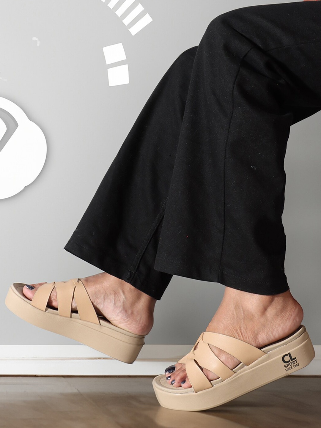

Carlton London sports Strappy Open Toe Flatform Heels, Beige