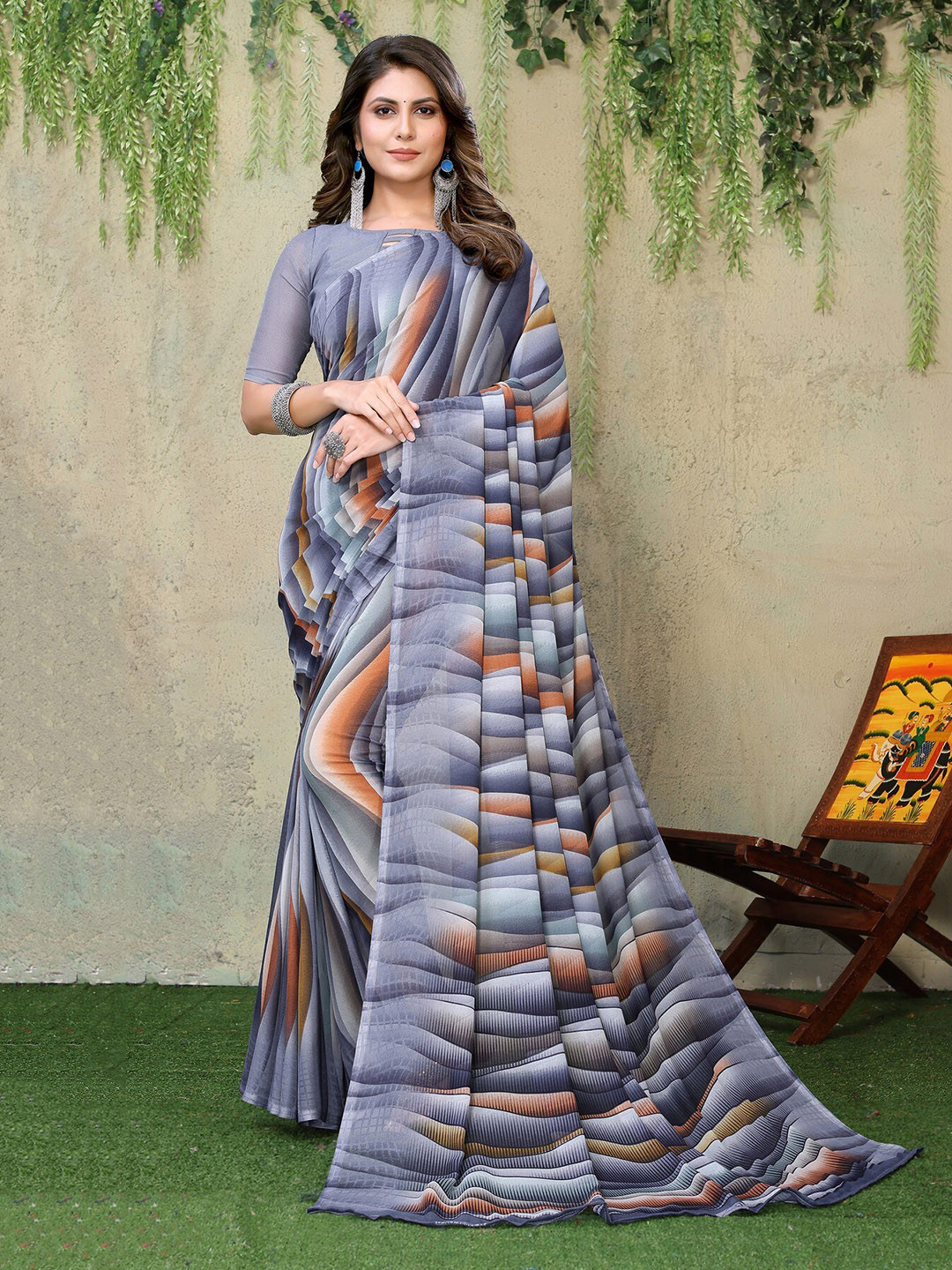 

Yashika Abstract Printed Saree, Grey