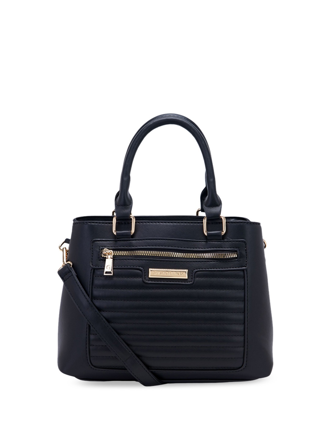 

GIORDANO Textured Quilted Structured Handheld Bag, Navy blue