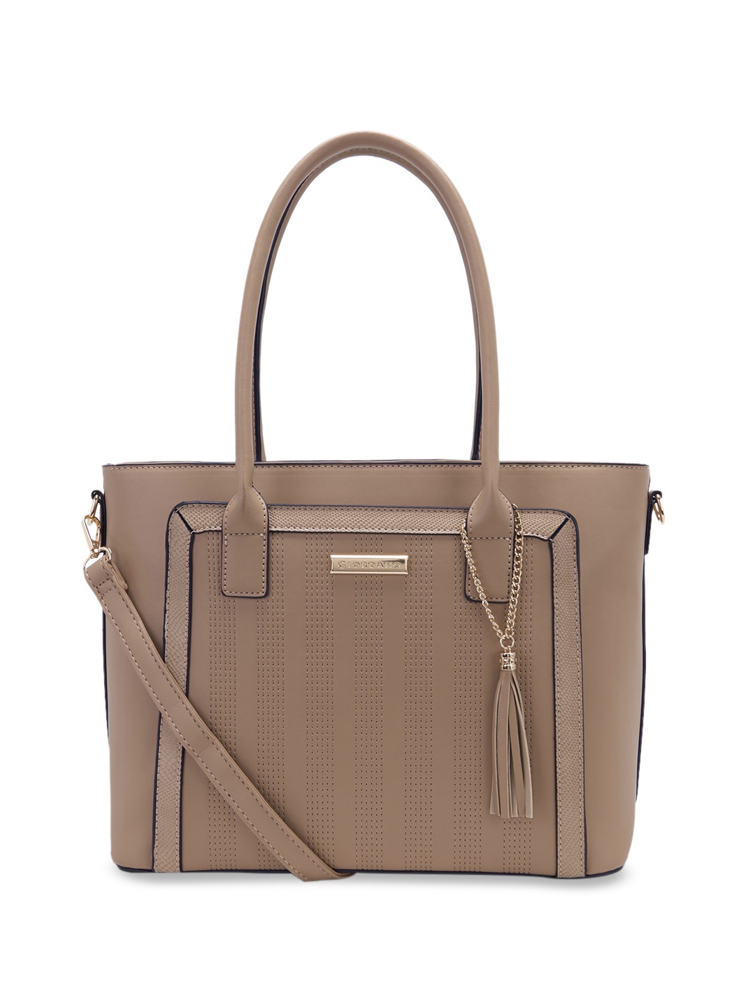 

GIORDANO Textured Tasselled Structured Shoulder Bag, Tan