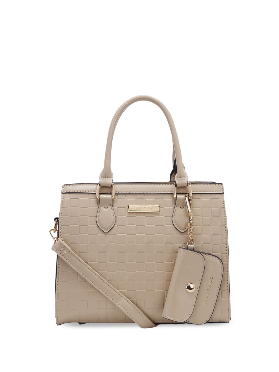 

GIORDANO Textured Structured Satchel Bag, Beige