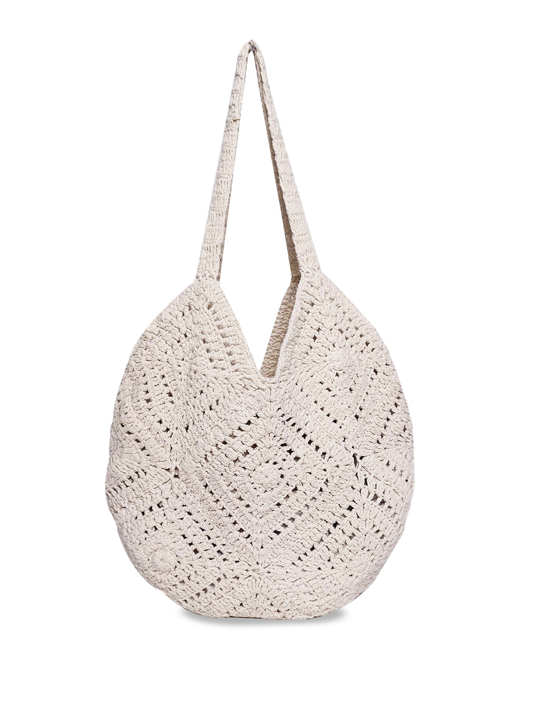 

ASTRID Shopper Hobo Bag with Cut Work, Cream