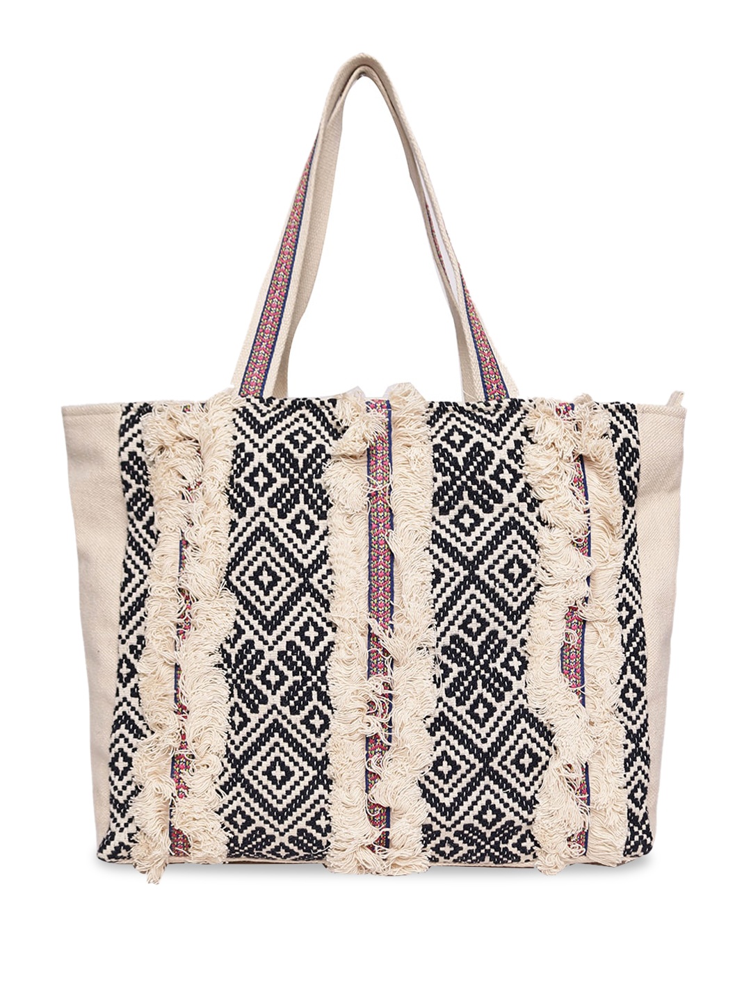 ASTRID Geometric Shopper Tote Bag, Black