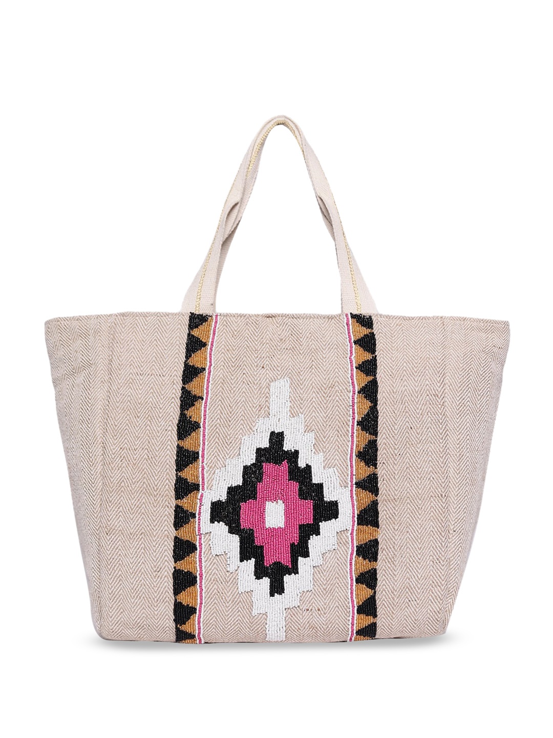 

ASTRID Oversized Shopper Tote Bag with Quilted, Beige