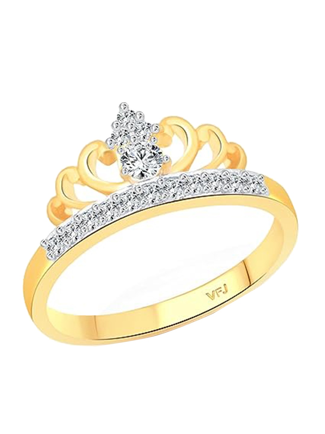 

Vighnaharta Gold-Plated Cubic Zirconia Studded Finger Ring