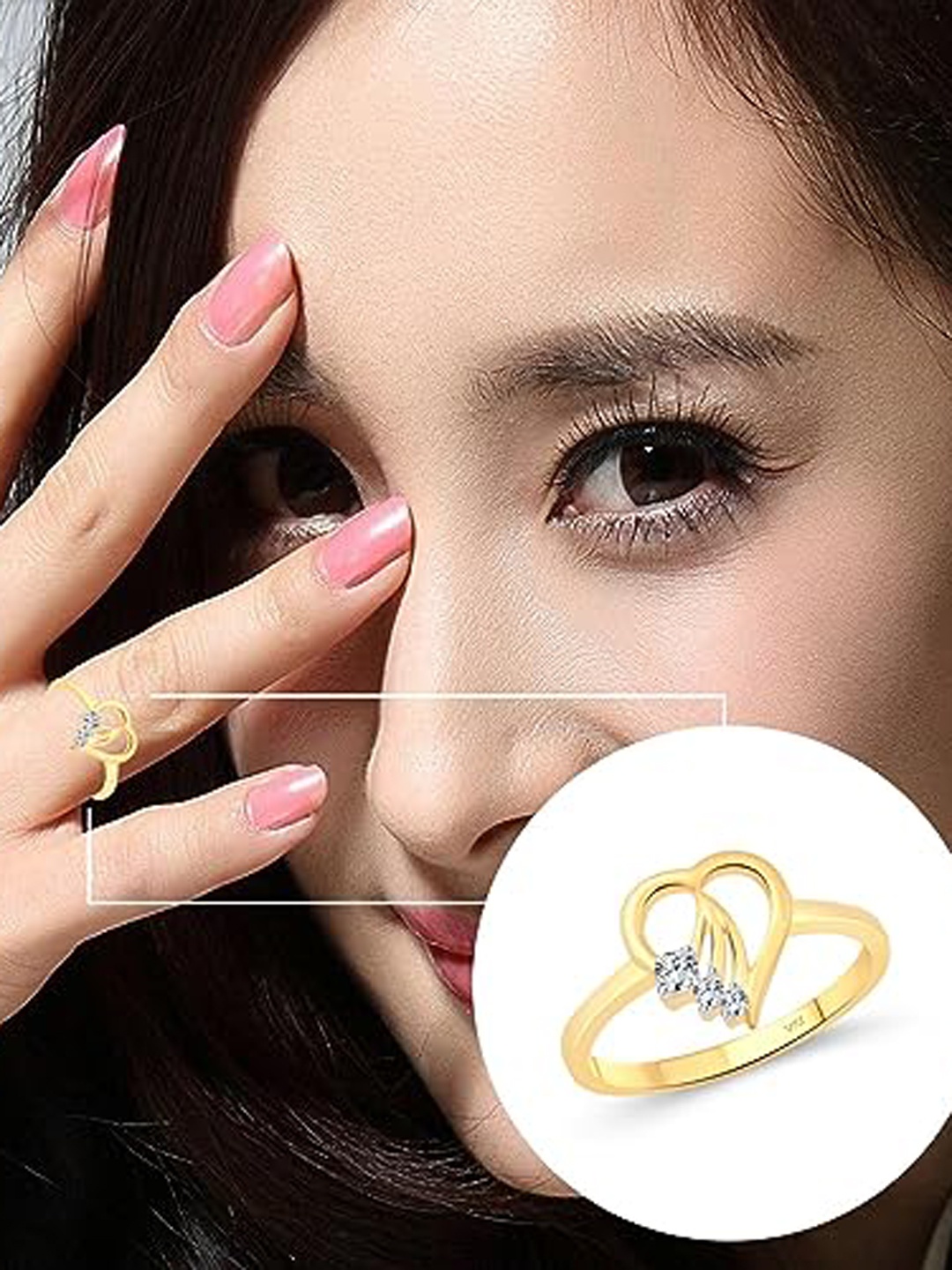 

Vighnaharta Gold-Plated Cubic Zirconia Studded Finger Ring