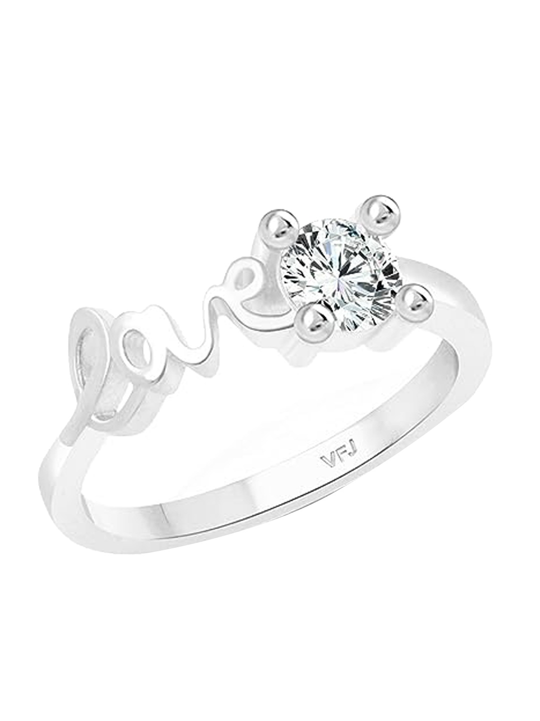 

Vighnaharta Rhodium-Plated Cubic Zirconia Studded Finger Ring, Silver