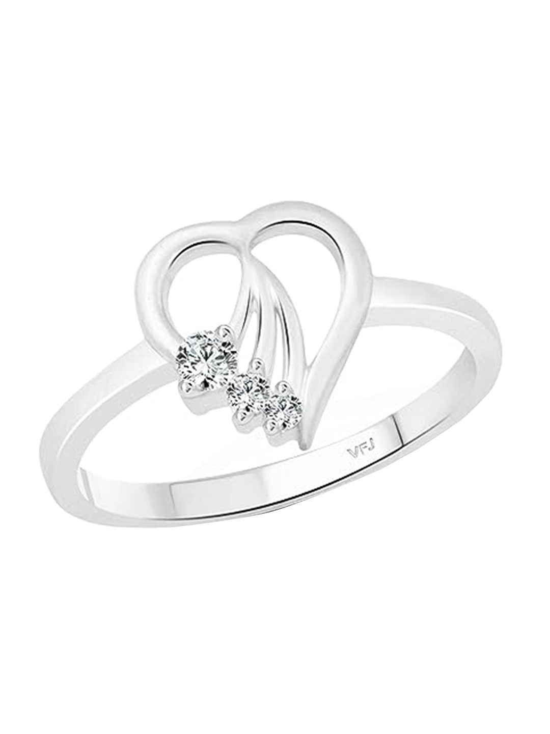 

Vighnaharta Rhodium-Plated Cubic Zirconia-Studded Heart Shaped Finger Ring, Silver