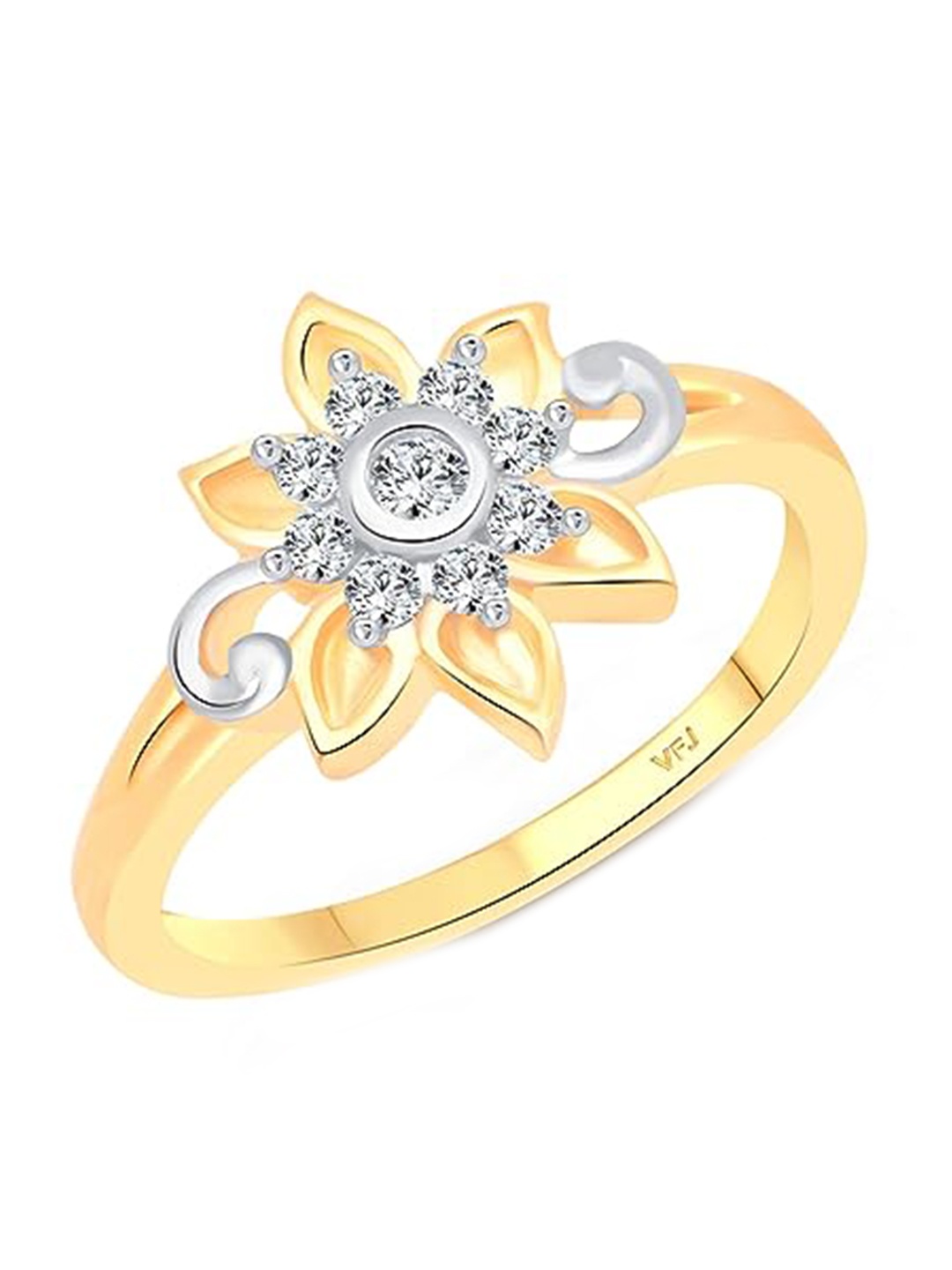 

Vighnaharta Gold-Plated Cubic Zirconia Studded Finger Ring