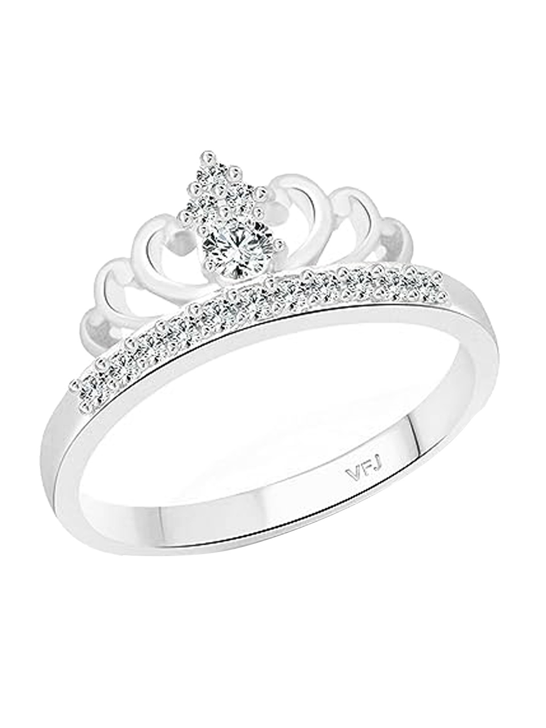 

Vighnaharta Rhodium-Plated CZ-Studded Finger Ring, Silver