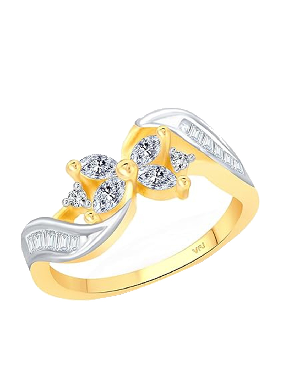 

Vighnaharta Gold-Plated Cubic Zirconia Studded Finger Ring