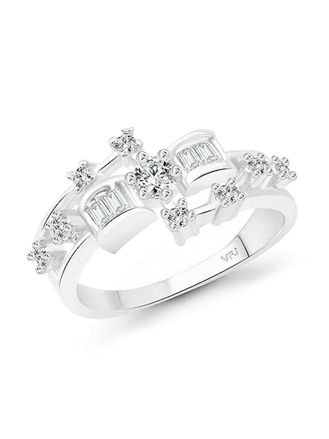 

Vighnaharta Women Rhodium-Plated CZ-Studded Finger Ring, Silver