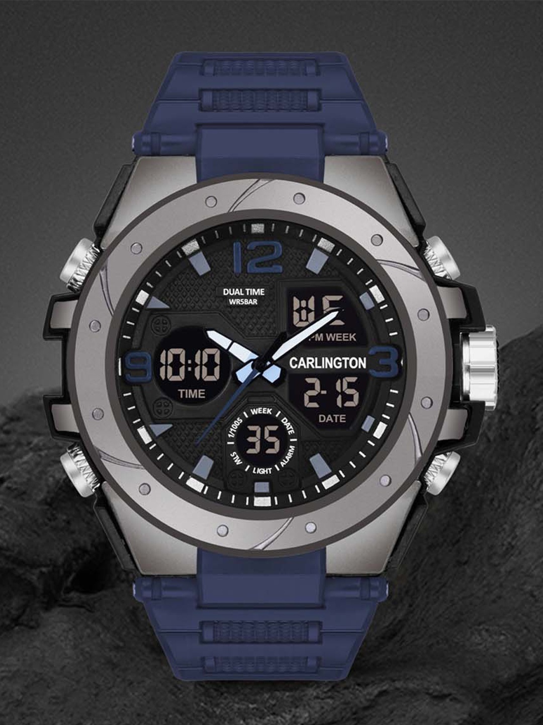 

CARLINGTON Men Textured Dial & Straps Analogue Multi Function Watch CT 9105 Blue, Black