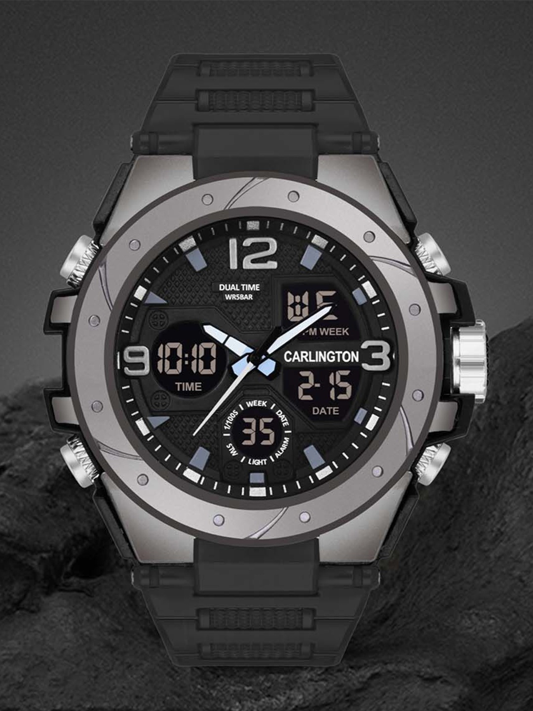 

CARLINGTON Men Textured Dial Straps Multi Function Analogue Watch CT 9105 Black