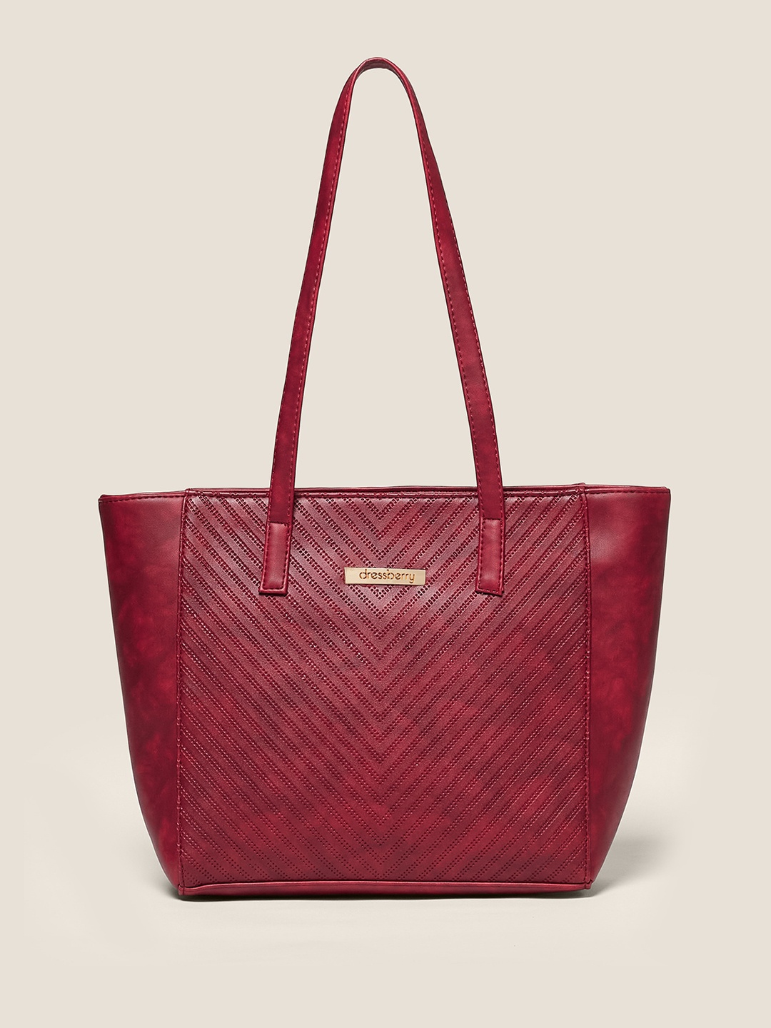 

DressBerry Structured Textured Quilted Shoulder Bag, Maroon