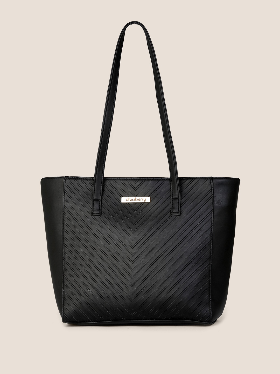 

DressBerry Structured Textured Quilted Shoulder Bag, Black