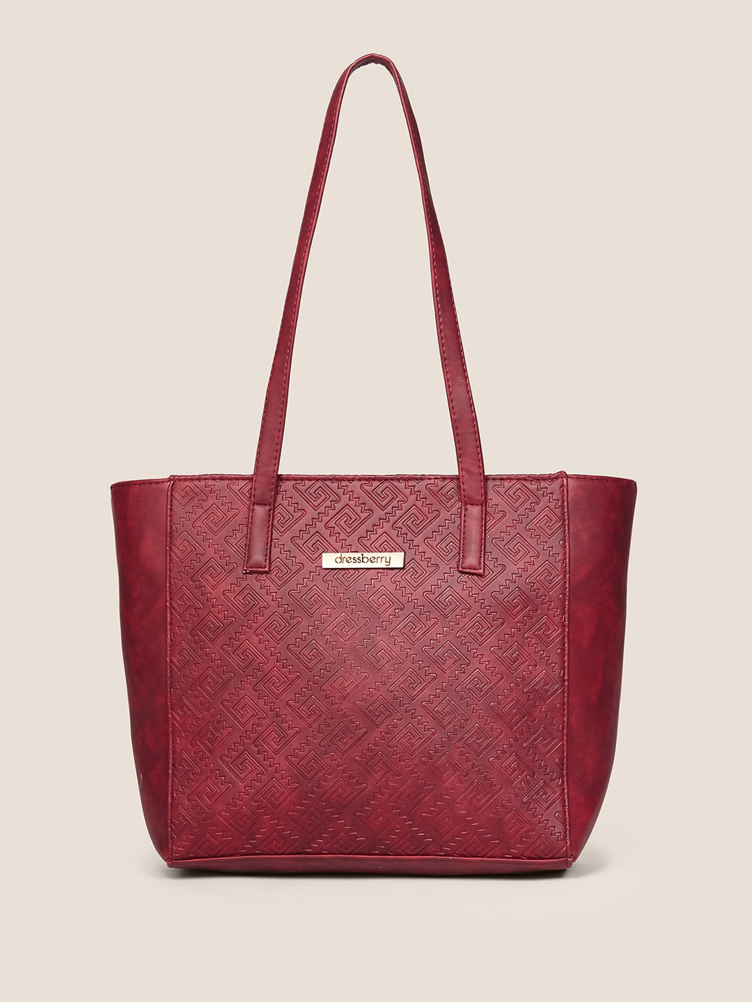 

DressBerry Structured Textured Quilted Shoulder Bag, Maroon