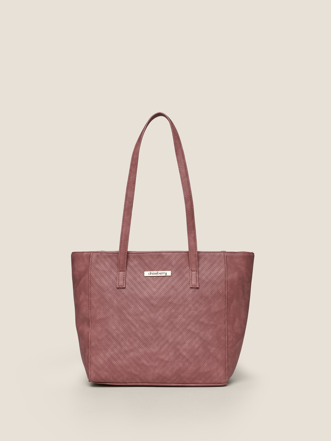 DressBerry Textured Quilted Shopper Handheld Bag, Pink