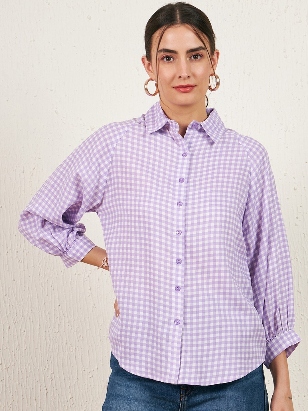 

Marie Claire Gingham Checked Casual Shirt, Lavender