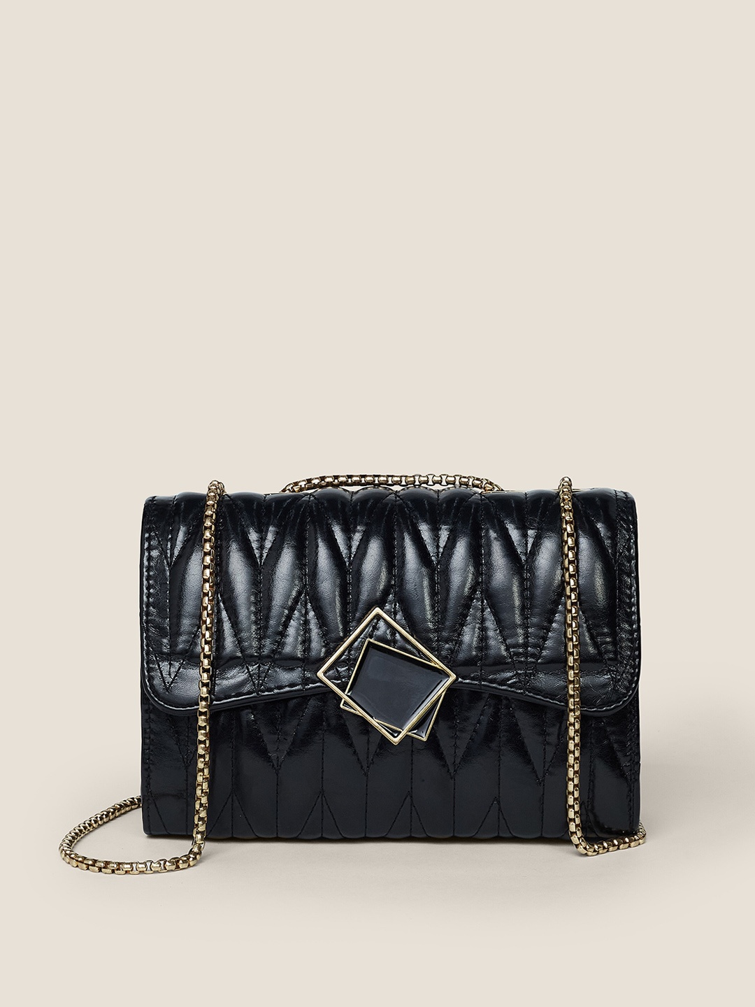 

Mast & Harbour PU Structured Sling Bag With Quilted, Black