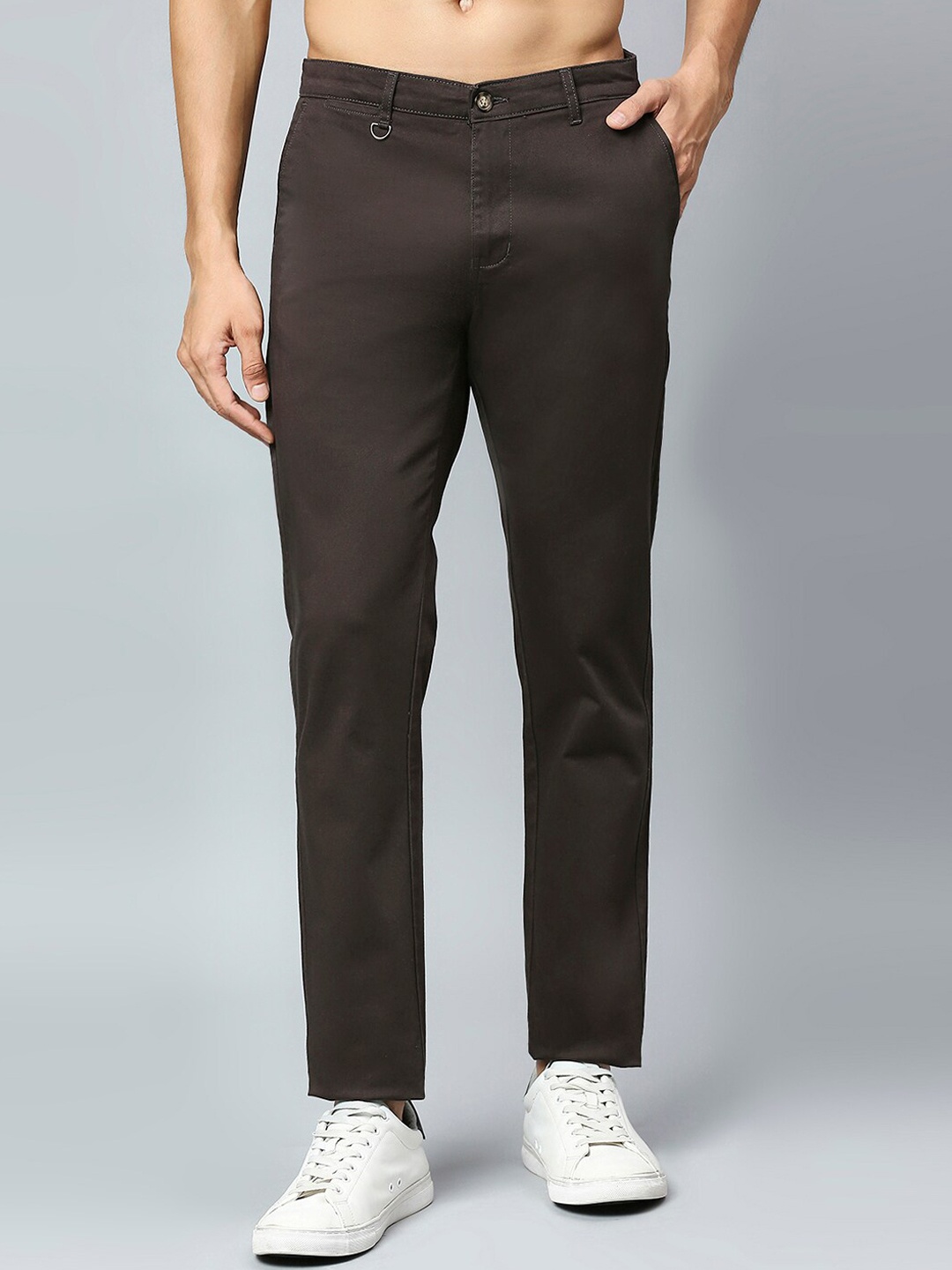 

Provogue Men Smart Slim Fit Mid-Rise Chinos Trousers, Grey