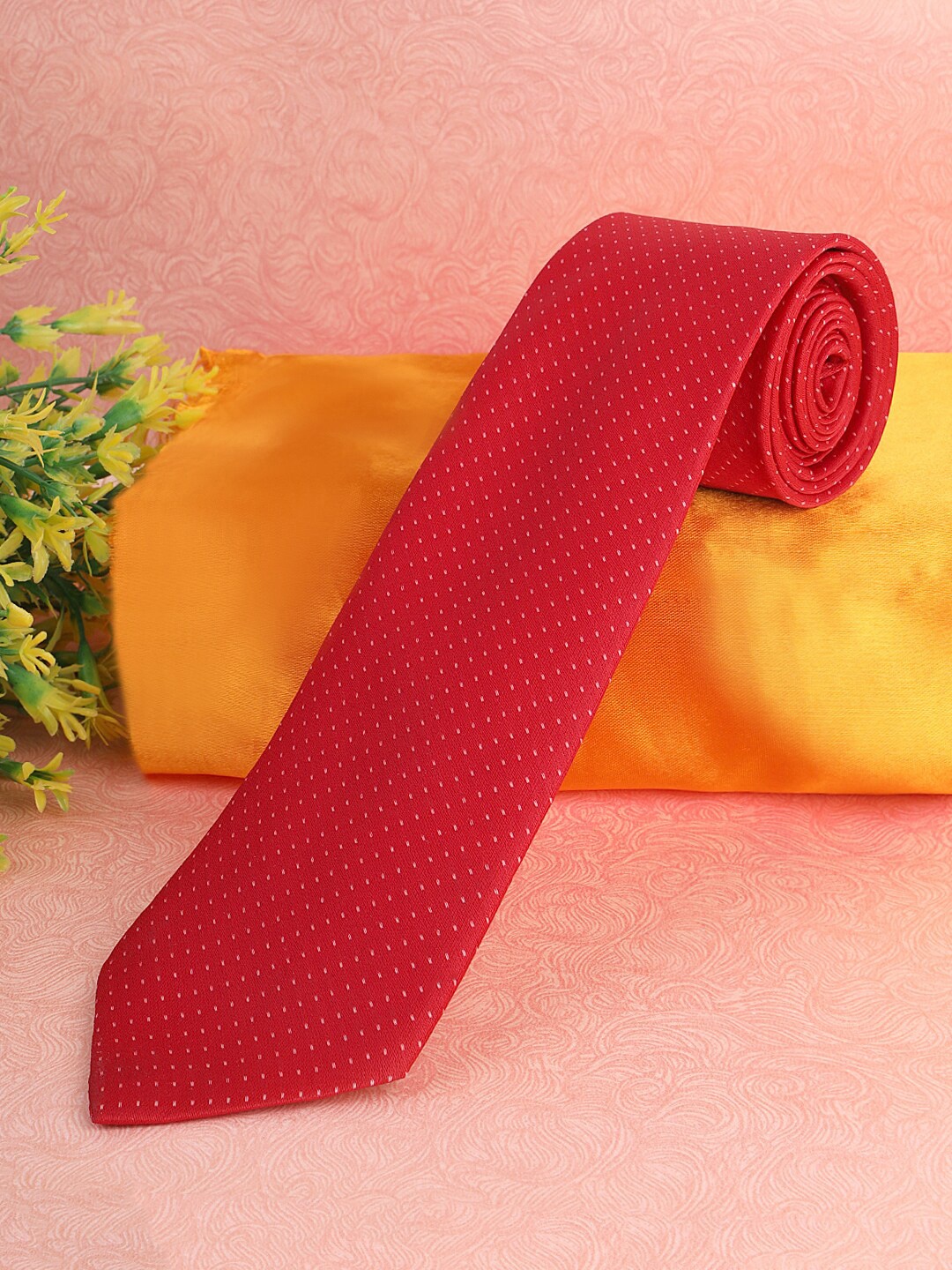 

INVICTUS Woven Design Broad Tie, Red