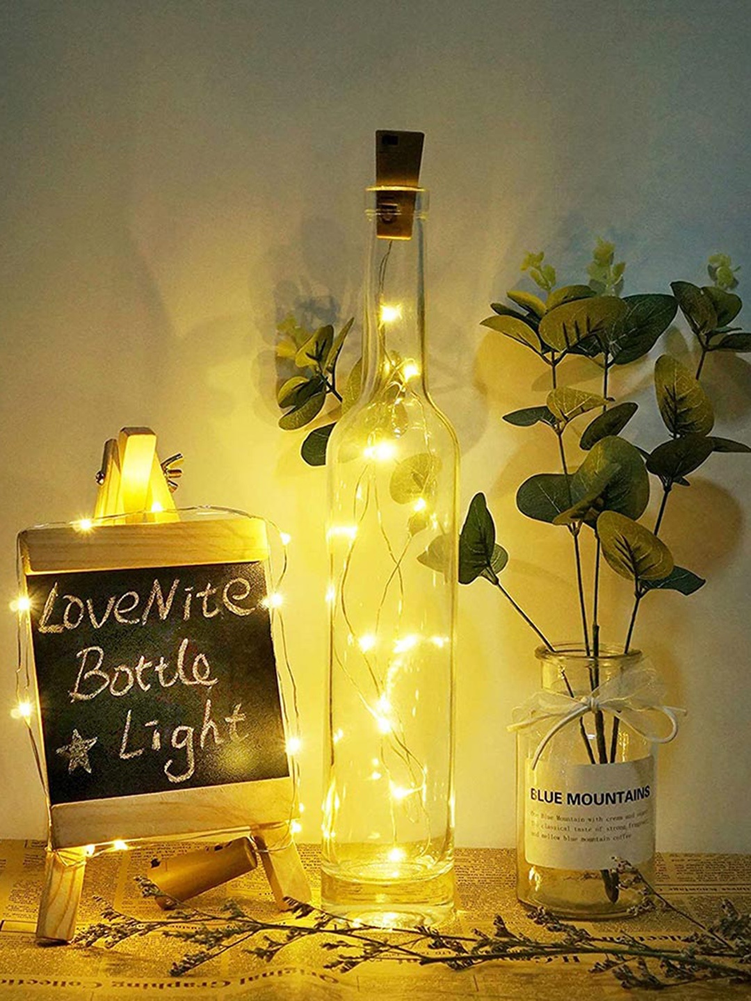 

Homesake 2-Pcs Yellow Wine Bottle Light with Cork 20 LED String Lights