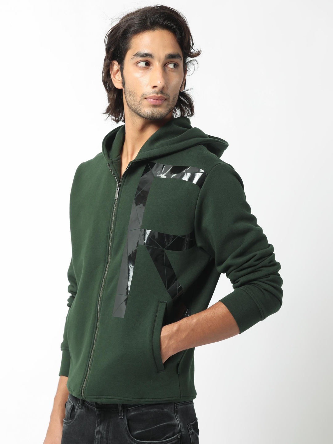 

RARE RABBIT Men Kaden Typography Printed Hooded Sweatshirt, Green