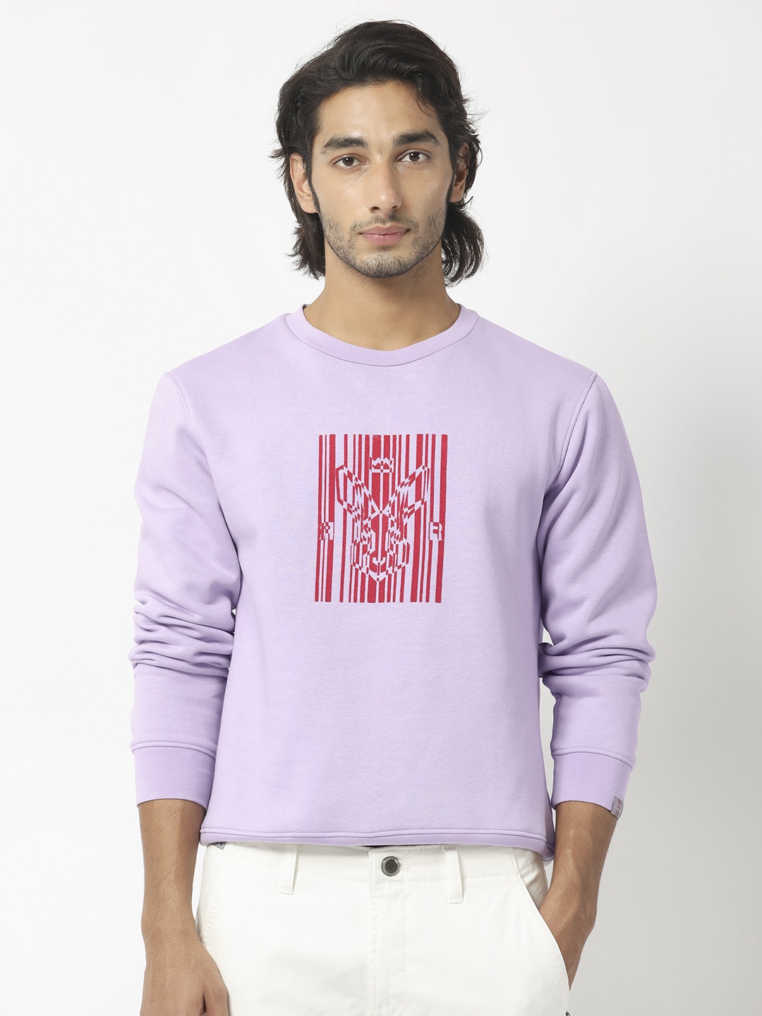 

RARE RABBIT Men Pysde Graphic Print Logo Sweatshirt, Purple
