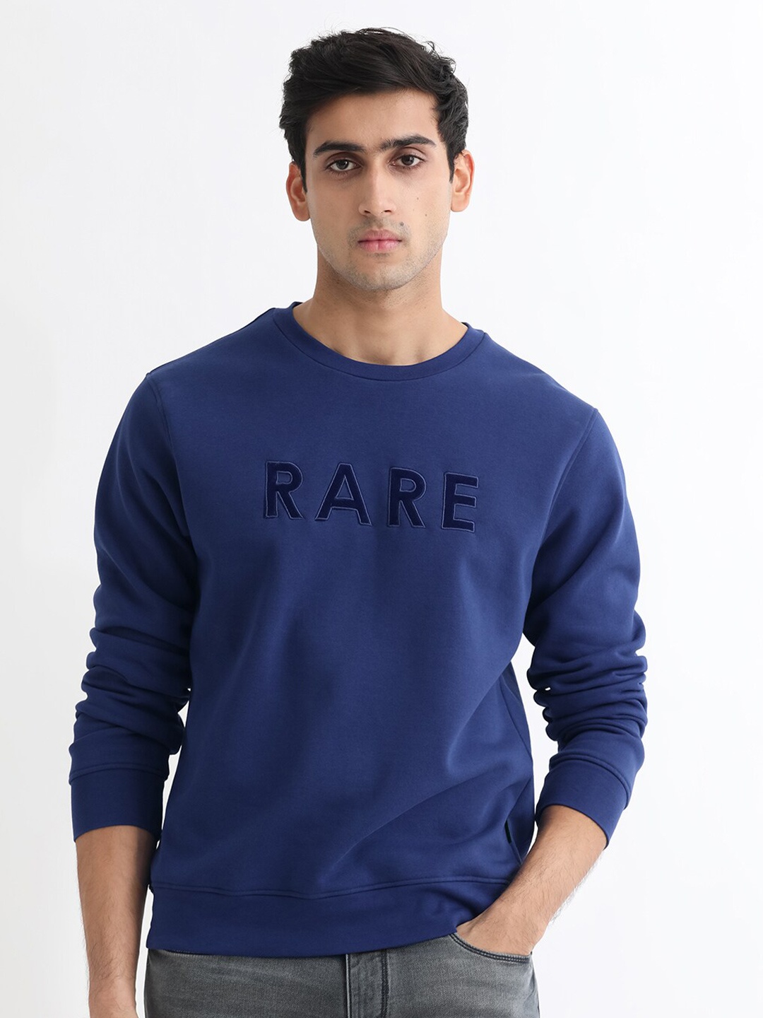 

RARE RABBIT Men Robbs Logo Print Sweatshirt, Blue