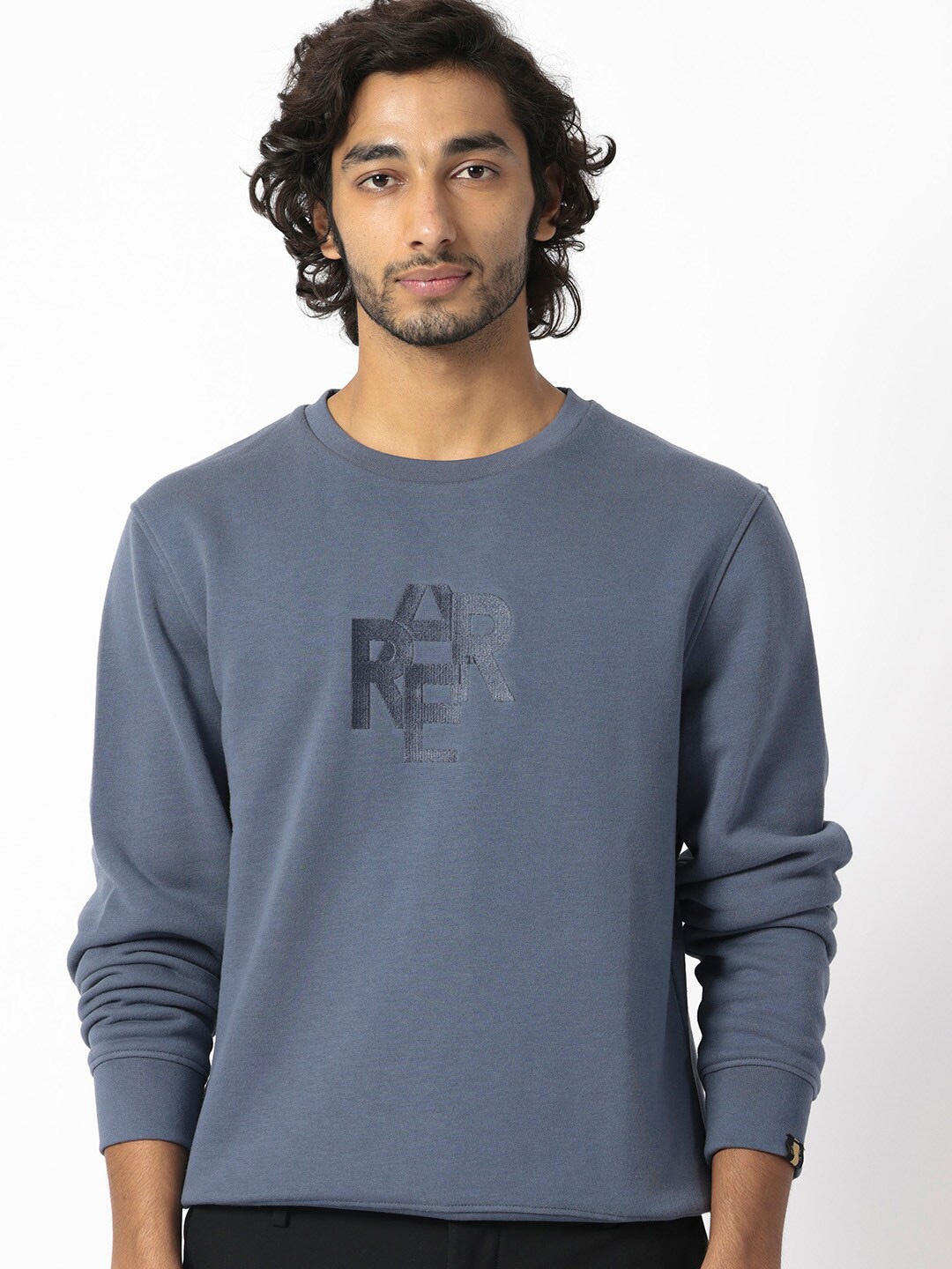 

RARE RABBIT Men Verano Typography Printed Sweatshirt, Blue