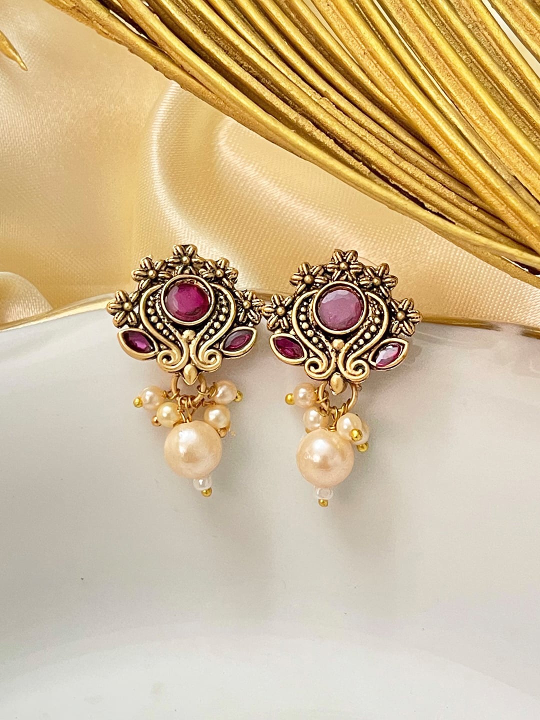 

Ayesha Gold Plated Contemporary Drop Earrings