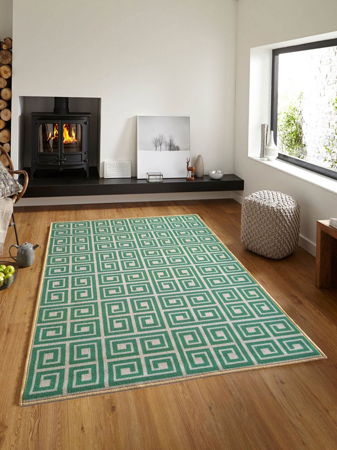 

Matz and More Green Printed Anti-Slip Rectangular Carpet