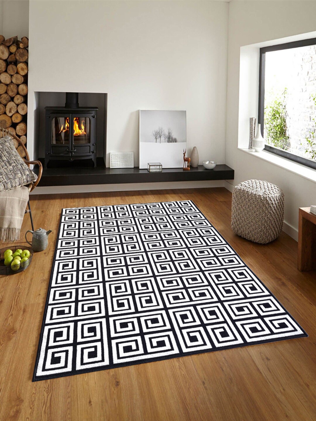 

Matz and More Black & White Printed Anti-Slip Rectangle Carpet
