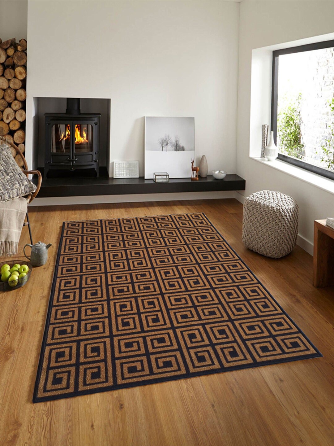 

Matz and More Beige & Navy-Blue Printed Anti-Slip Carpet