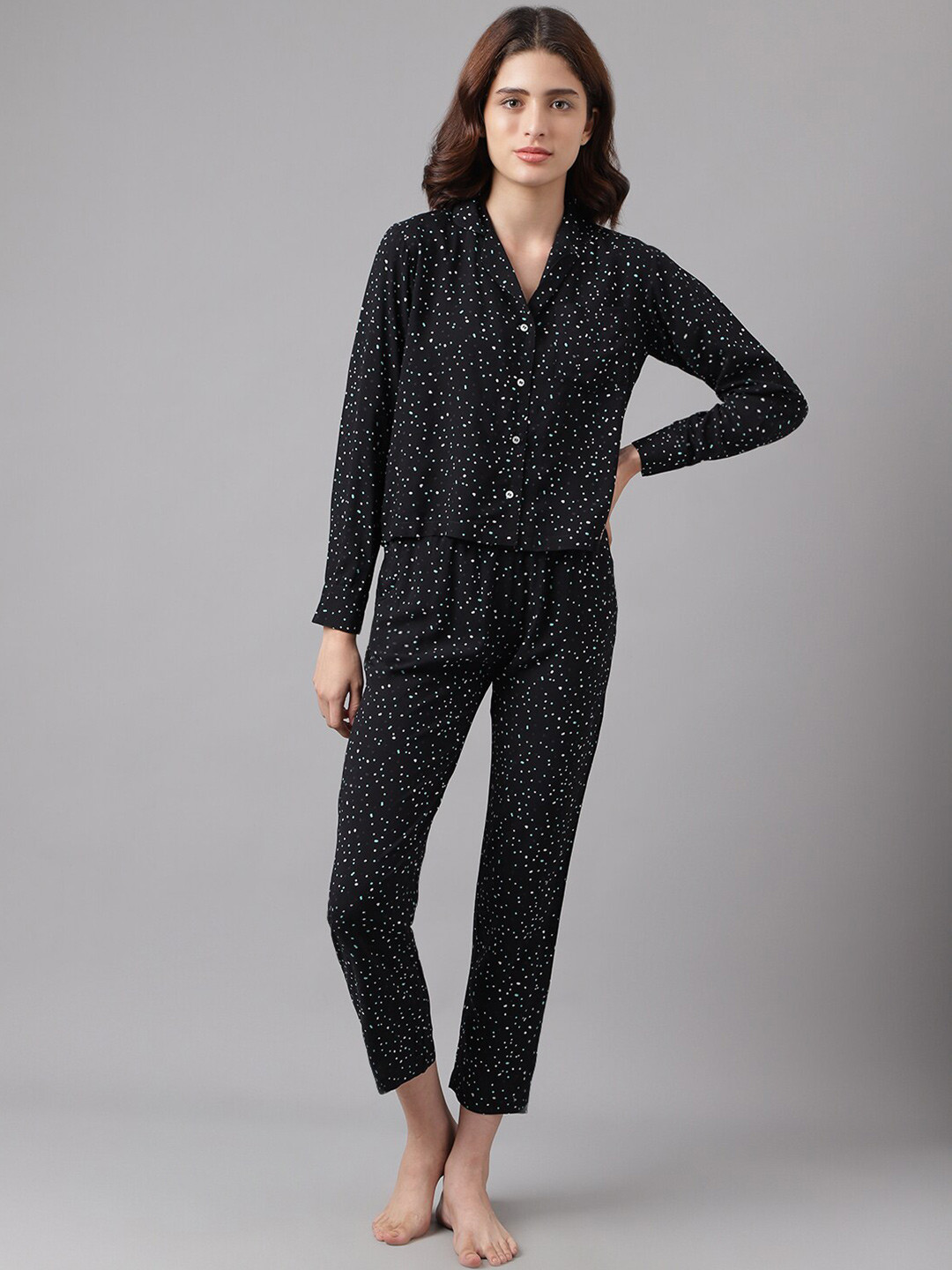 

I Love She Black Animal Print Shirt Style Top
