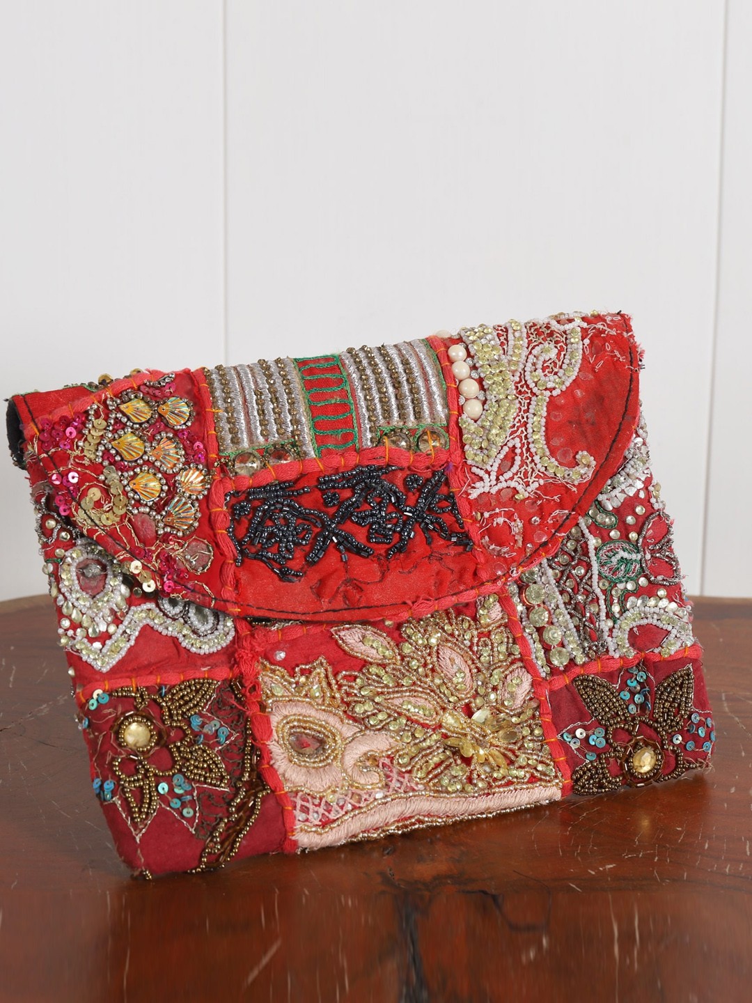 

HANDICRAFT PALACE Embellished Sling Bag With Applique, Red