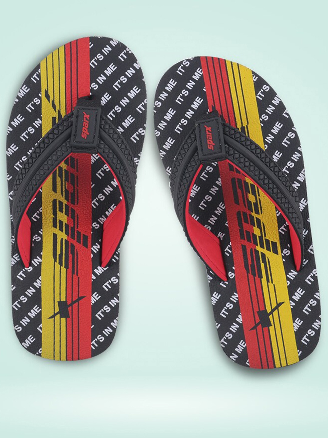 

Sparx Men Navy Blue & Yellow Printed Thong Flip-Flops