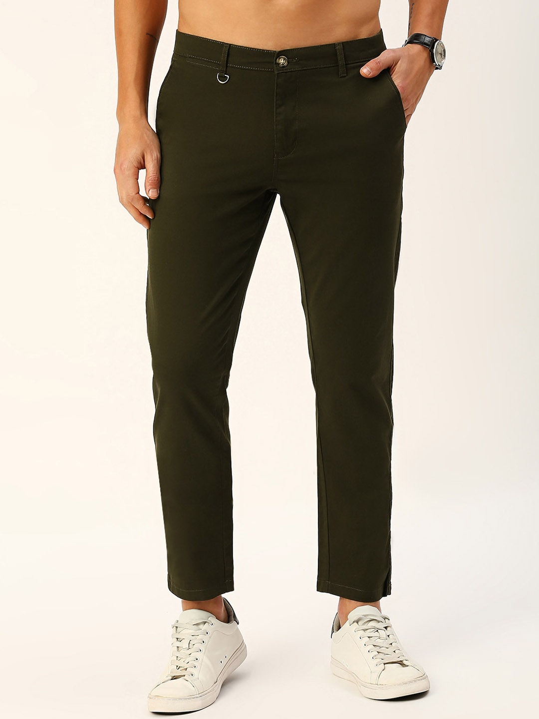 

Provogue Men Smart Slim Fit Chinos, Olive