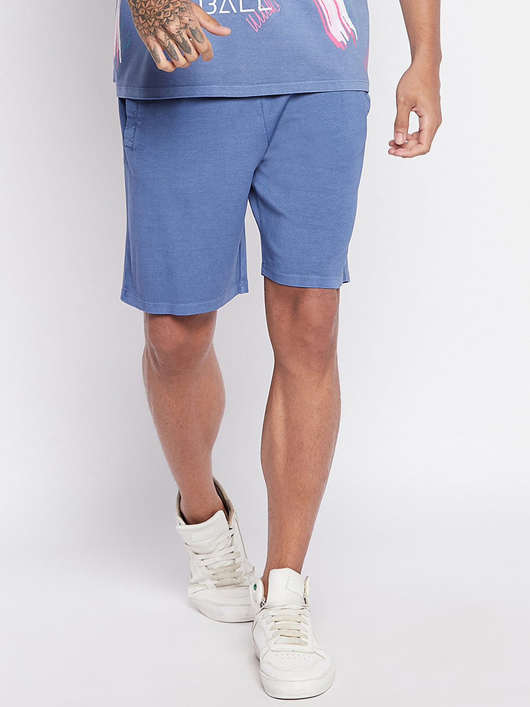 

EDRIO Men Mid-Rise Cotton Shorts, Blue