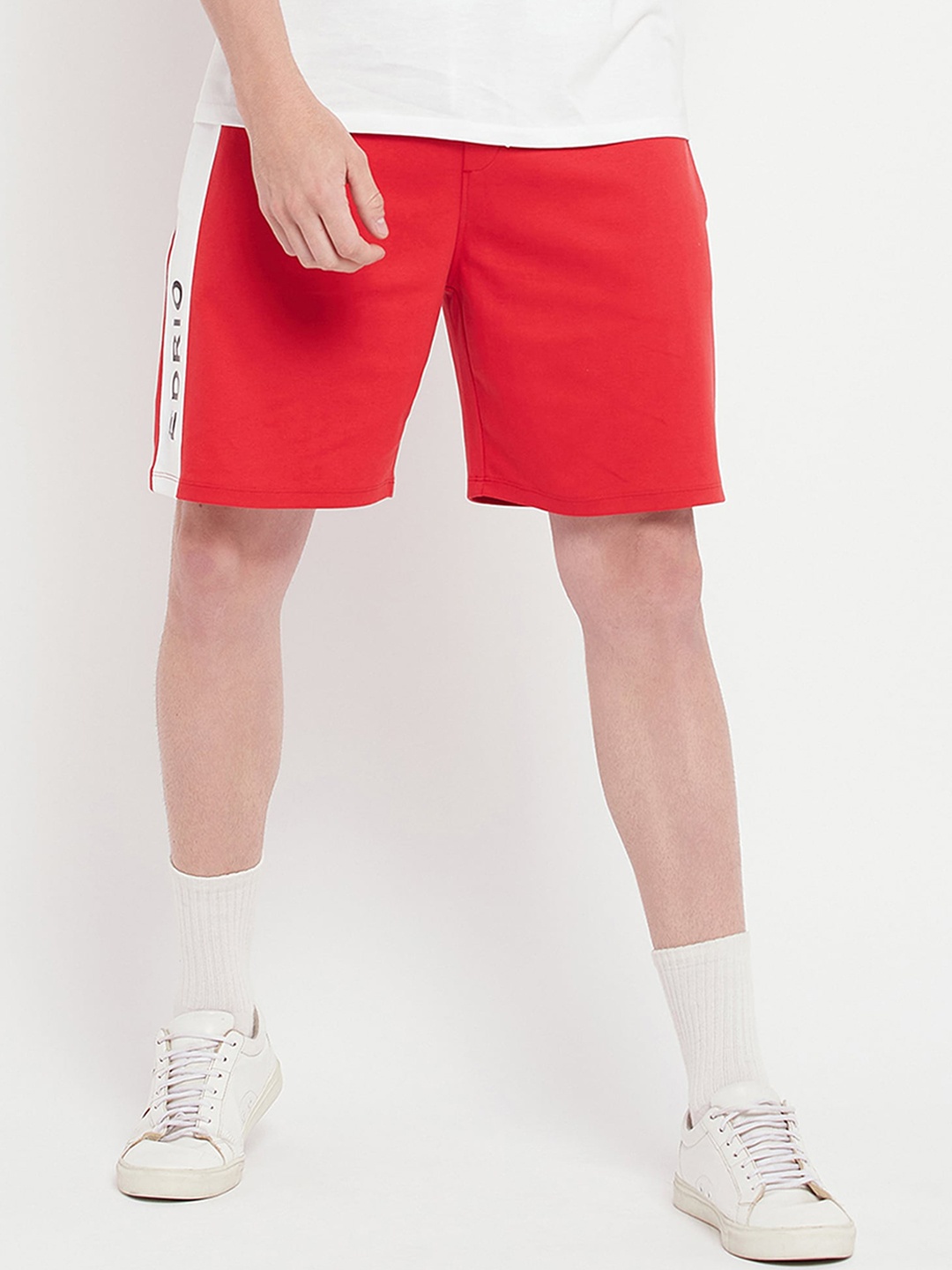 

EDRIO Men Mid-Rise Cotton Shorts, Red
