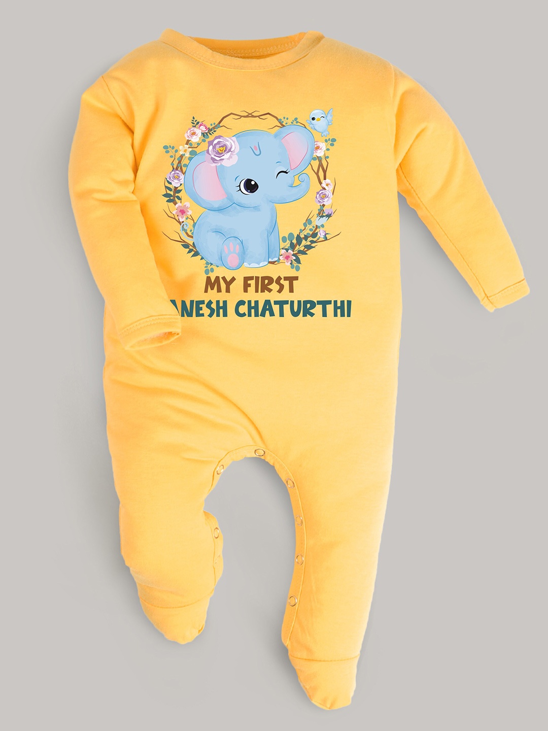 

FFLIRTYGO Infants Printed Cotton Sleepsuit, Yellow