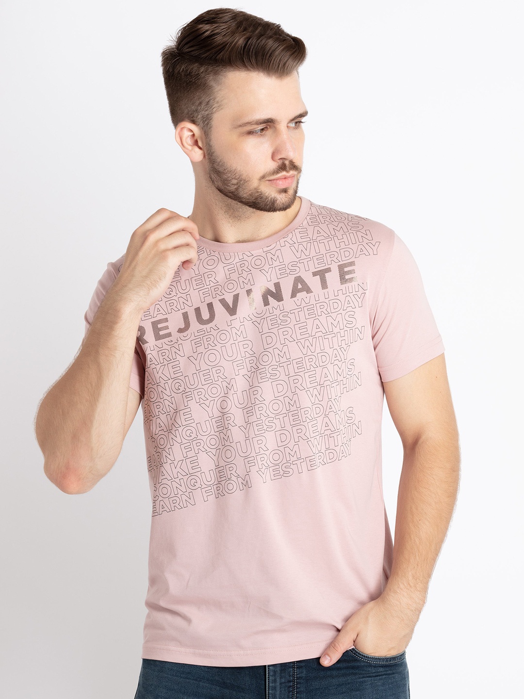 

Status Quo Typography Printed Round Neck T-shirt, Rose