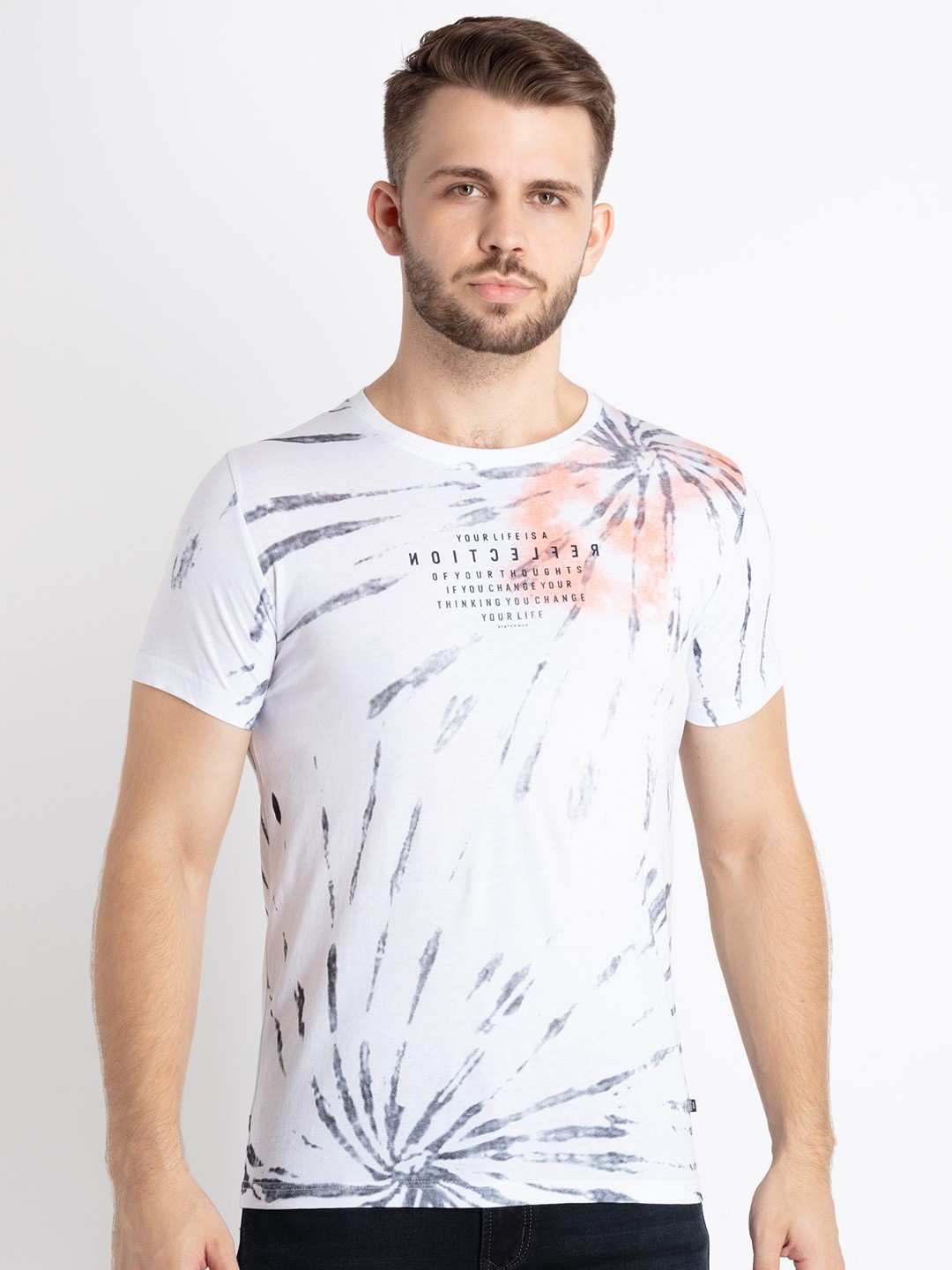 

Status Quo Typography Printed Pure Cotton T-shirt, White