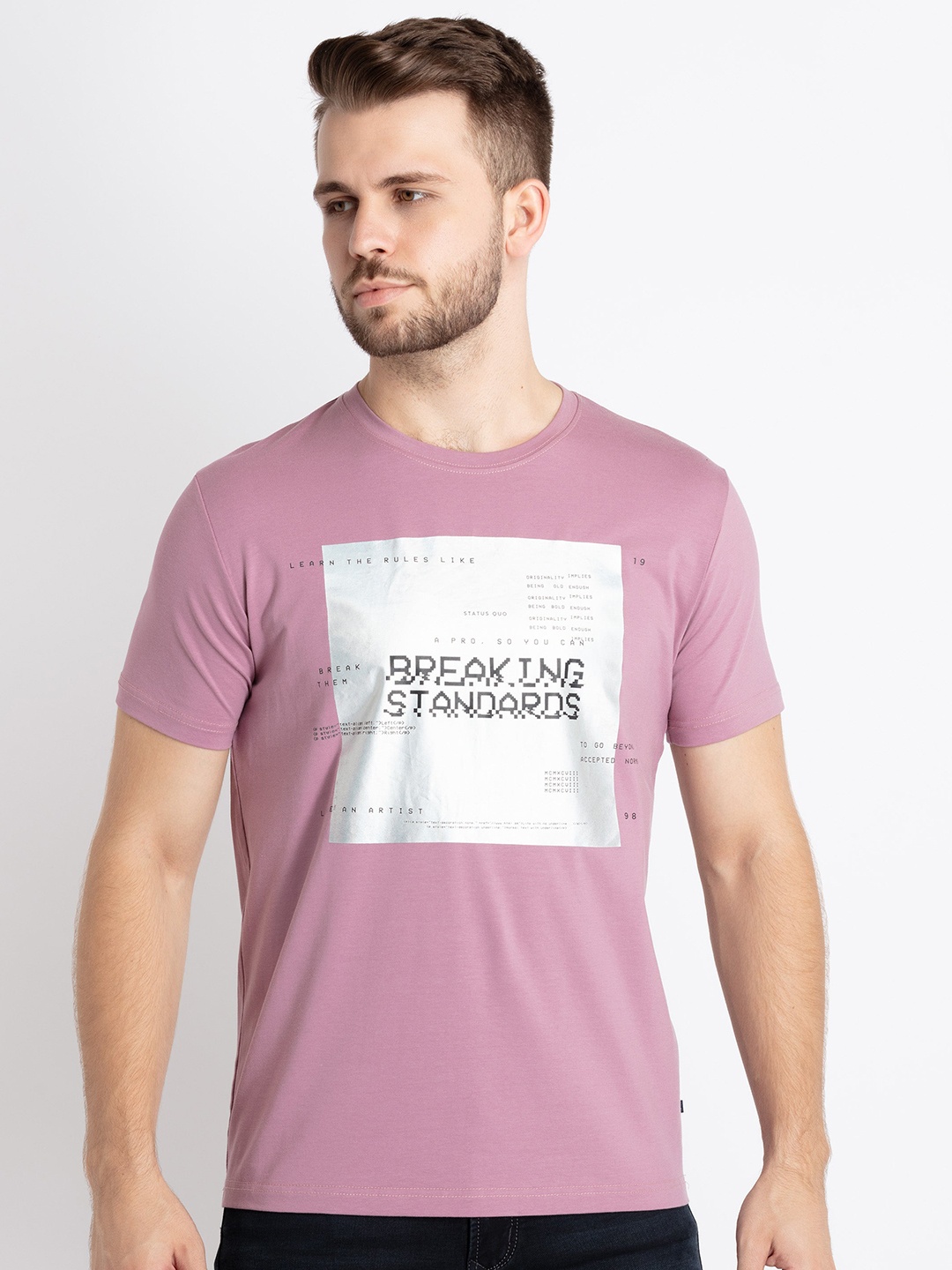 

Status Quo Typography Printed Round Neck T-shirt, Purple