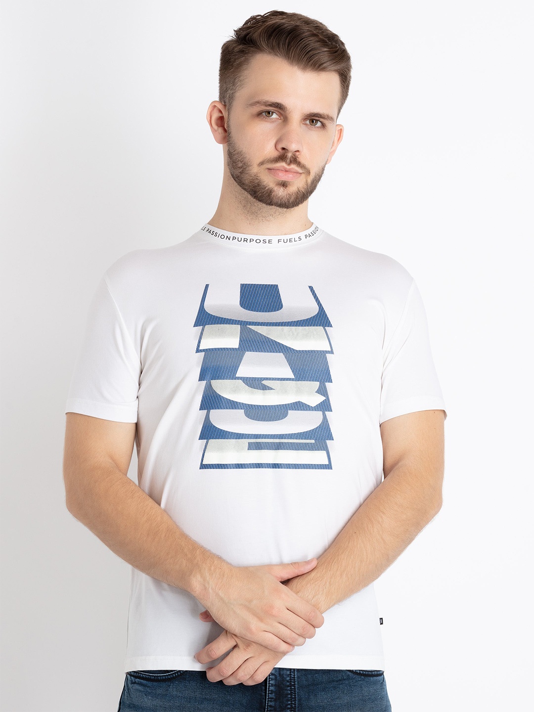 

Status Quo Typography Printed Round Neck T-shirt, White