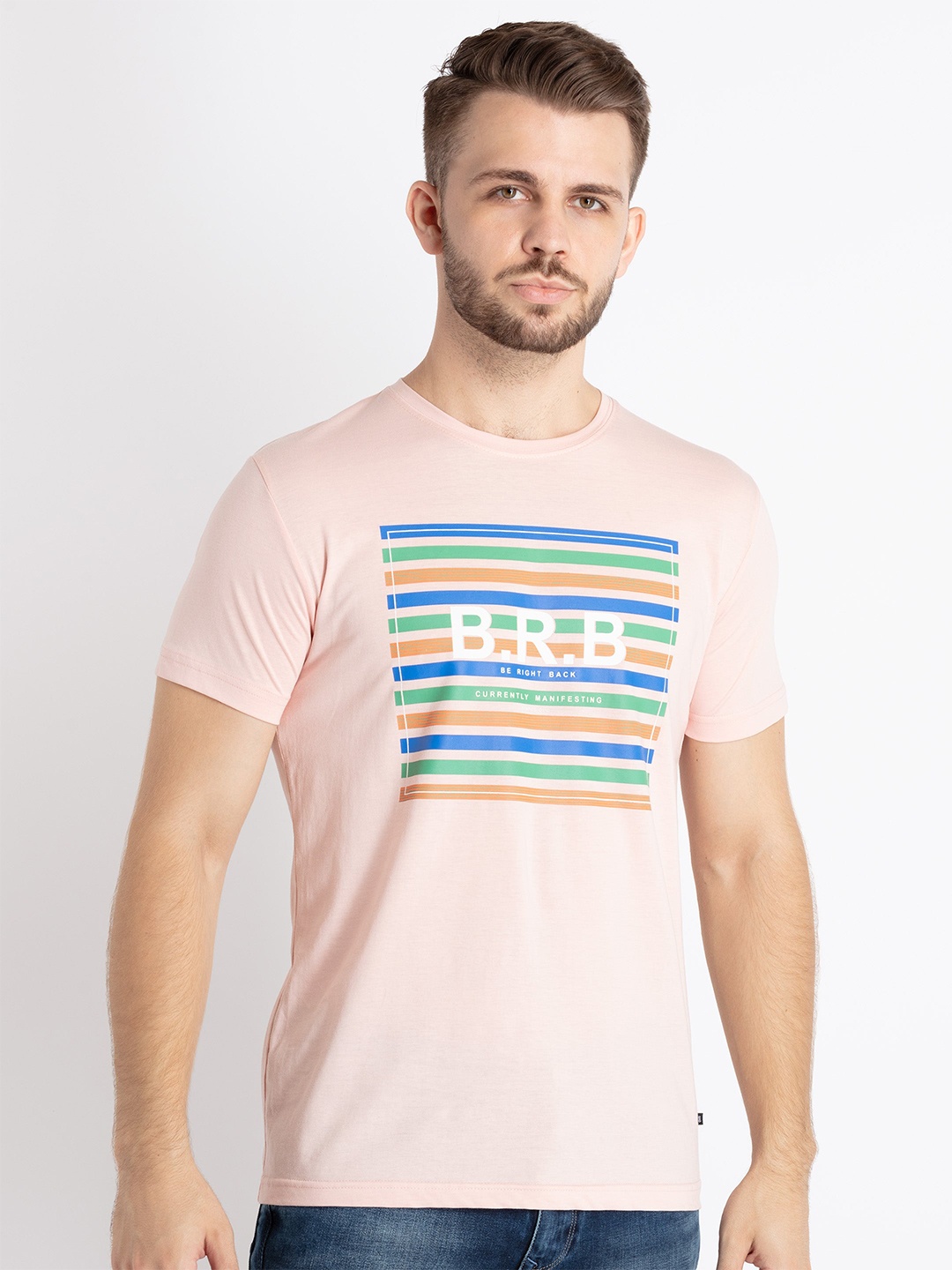 

Status Quo Graphic Printed Pure Cotton T-shirt, Pink