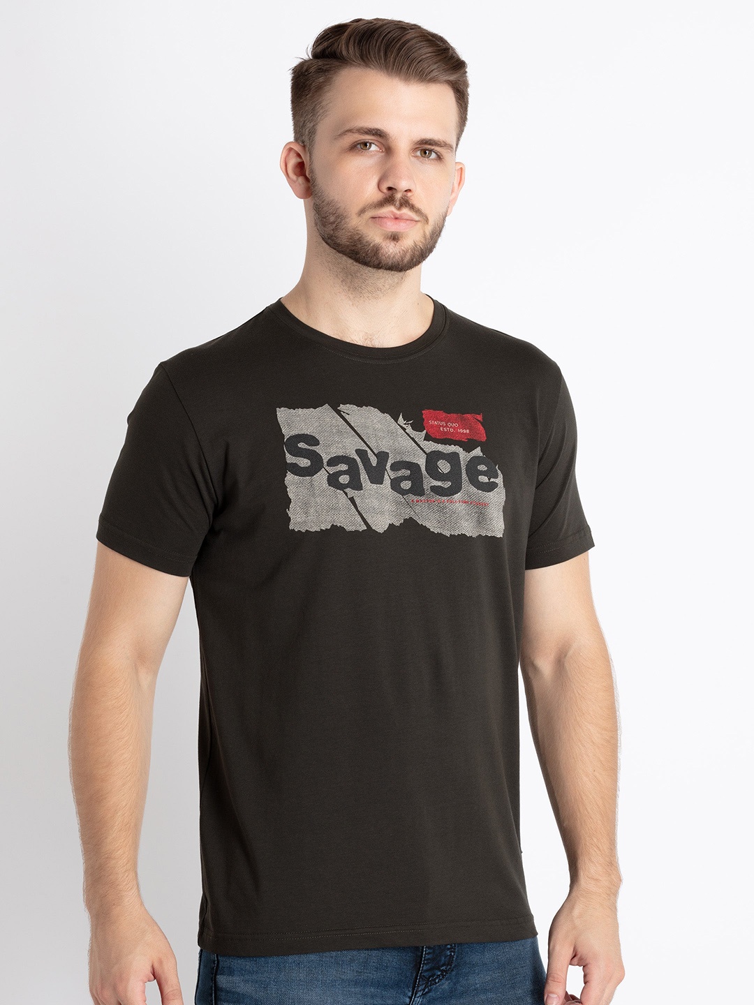 

Status Quo Typography Printed T-shirt, Olive