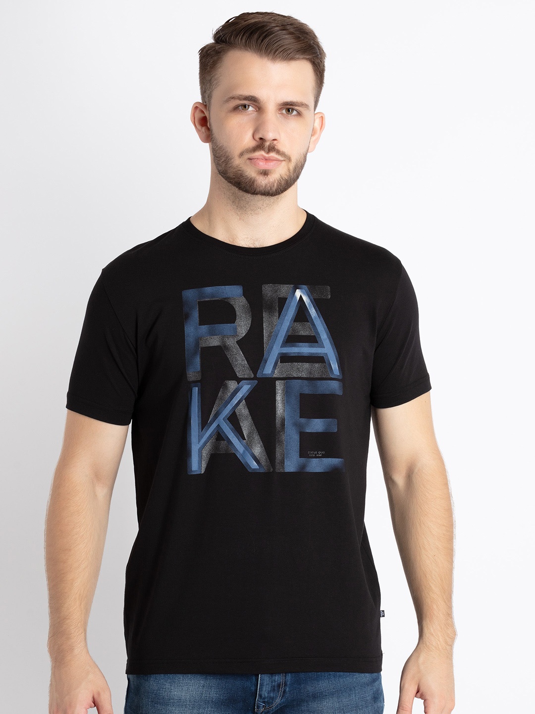 

Status Quo Typography Printed Round Neck T-shirt, Black