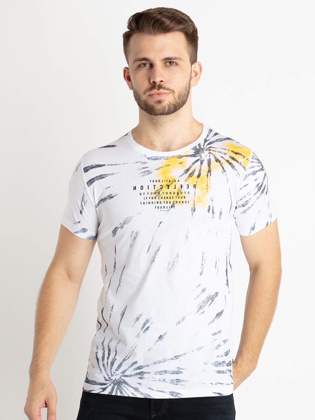 

Status Quo Tie & Dyed Pure Cotton T-shirt, White